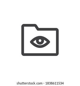 Private file folder line icon. linear style sign for mobile concept and web design. Document folder with eye outline vector icon. Symbol, logo illustration. Vector graphics
