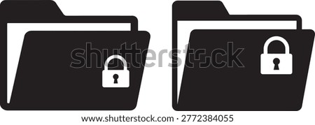 Private folder lock icon, security symbol, private data protection, privacy concept, vector illustration.