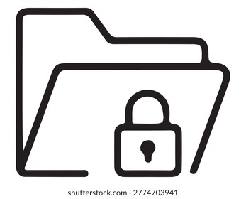 Private folder outline icon representing secure file storage data protection privacy control and safe document management in digital systems