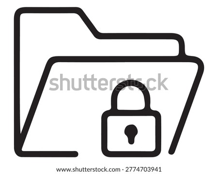 Private folder outline icon representing secure file storage data protection privacy control and safe document management in digital systems