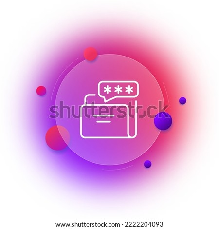 Private folder with password line icon. Hacking, personal data, restricted access, top secret, archive, protect files. Privacy concept. Glassmorphism. Vector line icon for Business and Advertising.