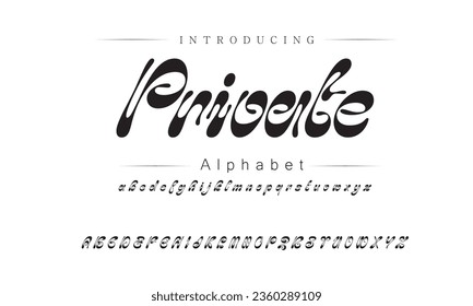 Private Font. Alphabet. Script. Typeface. Label .Vintage typeface. For labels and different type designs