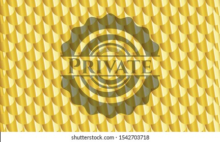 Private golden badge. Scales pattern. Vector Illustration. Detailed.