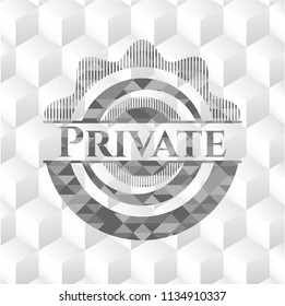 Private grey emblem. Vintage with geometric cube white background