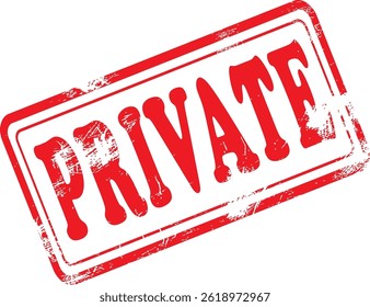 Private Grunge Rubber Stamp in Red on White Background. Perfect for business documents, office use, administrative purposes, and graphic design projects.