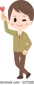 Private high school student doing a finger heart