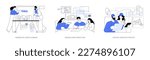 Private house building abstract concept vector illustration set. Residential area planning, design living space, architects visiting construction site, real estate project abstract metaphor.