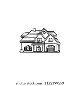 Private house hand drawn outline doodle icon. Private property, single-family home, mortgage rate concept vector sketch illustration for print, web, mobile and infographics on white background.