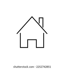 Private House Line Icon. Vector sign drawn with black thin line. Editable stroke. Perfect for UI, apps, web sites, books, articles
