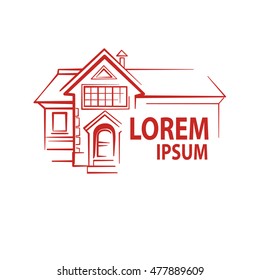Private house logo, detached house, monochrome, vector