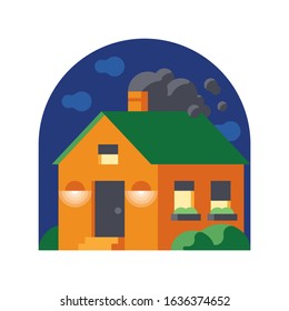 Private house at night vector illustration