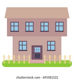 Private house on a white background. Vector illustration.
