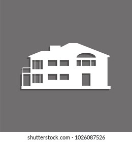 A private house. Vector icon. White image with a shadow on a gray background.