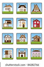 Private houses and homes icons set - vector illustration