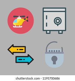 private icon set. vector set about safebox, helicopter, transfer and padlock icons set.