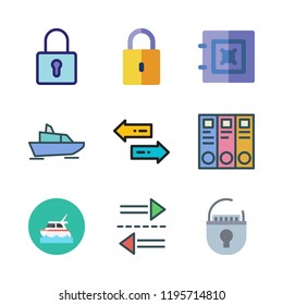 private icon set. vector set about safebox, archive id, transfer and padlock icons set.
