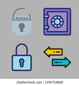 private icon set. vector set about safebox, transfer and padlock icons set.
