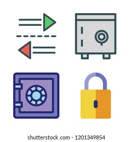 private icon set. vector set about transfer, safebox and padlock icons set.
