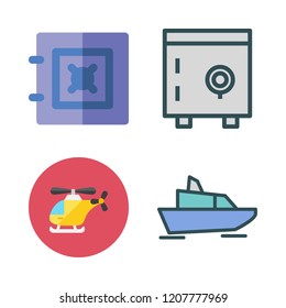 private icon set. vector set about helicopter, safebox and yatch icons set.