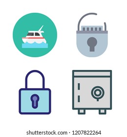 private icon set. vector set about safebox, padlock and yacht icons set.