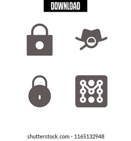 private icon. This set with password, lock and spy vector icons for mobile and web