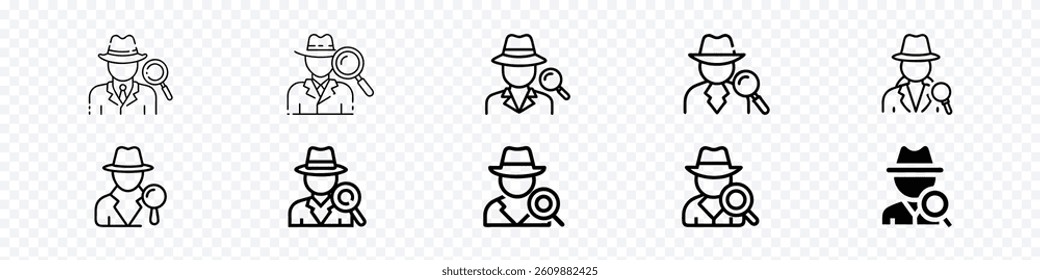 Private Investigator Icon, Incognito icon set. Detective icon, Investigation linear icon concept. Investigation line vector sign