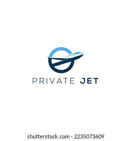 Vector de plantilla de logotipo de avión de reacción privado 