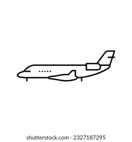 private jet airplane aircraft line icon vector. private jet airplane aircraft sign. isolated contour symbol black illustration