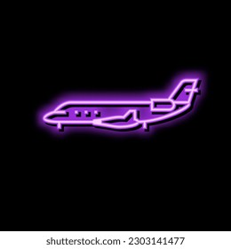 private jet airplane aircraft neon light sign vector. private jet airplane aircraft illustration