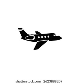 Ícone preto jato privado pequeno avião com dois motores Design mínimo