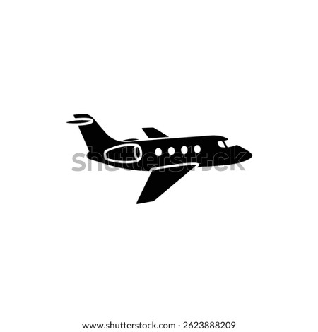 Private Jet Black Icon Small Airplane with Twin Engines Minimal Design