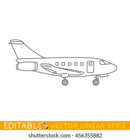 Private Jet Charter. Business Aircraft. Editable Vector Icon In Linear Style.