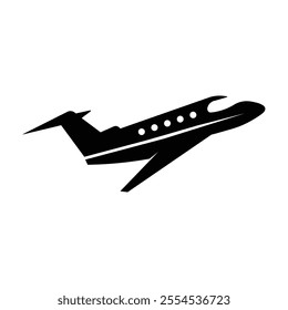 Private jet icon logo design silhouette template isolated