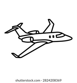 Private jet icon outline vector line art isolated design
