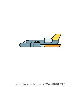 Private Jet Icon Vector. Lineal or Linear Color.