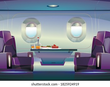 private jet interior, vector graphics