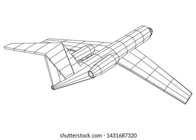 Private Jet Plane Abstract polygonal wireframe business luxury twin engine airplane. Travel aircraft, tourism and vacation concept. Wireframe low poly mesh vector illustration