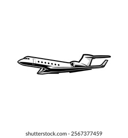 Private Jet Plane Vector Art Illustration. Best for Airline Transportation Related Industry