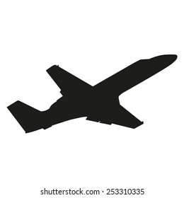 Private jet plane. Vector silhouette