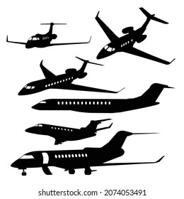 private jet silhouette collection set vector design