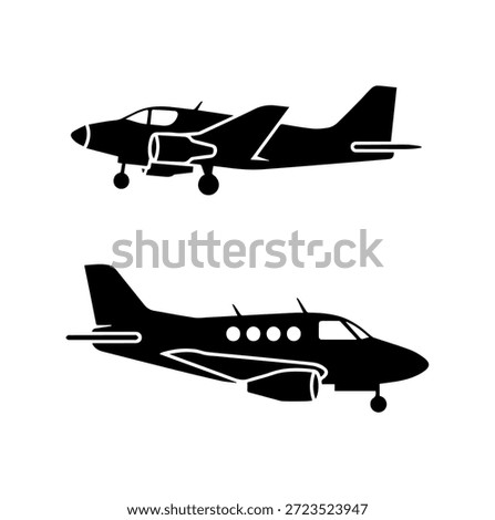 Private Jet and Small Executive Airplane Silhouette Collection