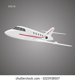 Private Jet Vector Icon. Business Jet Illustration. Luxury Twin Engine Plane