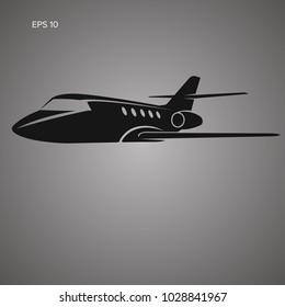 Private Jet Vector Icon. Business Jet Illustration. Luxury Twin Engine Plane