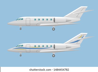 Private jet vector icon. Business jet illustration. Luxury twin engine plane standing on the ground