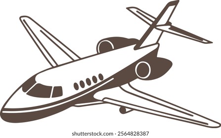 Private jet vector icon. Business jet illustration. Luxury twin engine plane and Business jet illustration