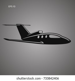 Private jet vector icon. Business jet illustration. Luxury single engine plane