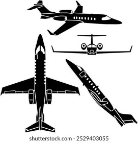 Private jet vector set for laser cut