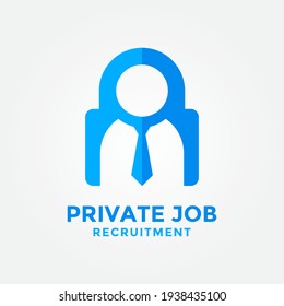 Private job logo design template. Person shape concept combined of padlock symbol.