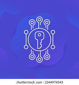 icono de clave privada o línea de cifrado, vector
