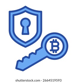 Icono de clave privada Ilustración vectorial azul